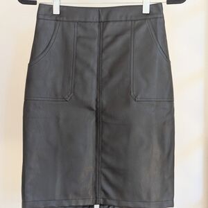 Lulus Black Vegan Leather Pencil Skirt